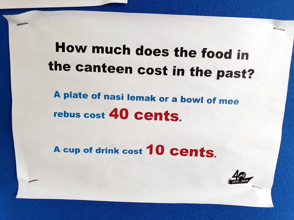 How much does the food in the canteen cost in the past